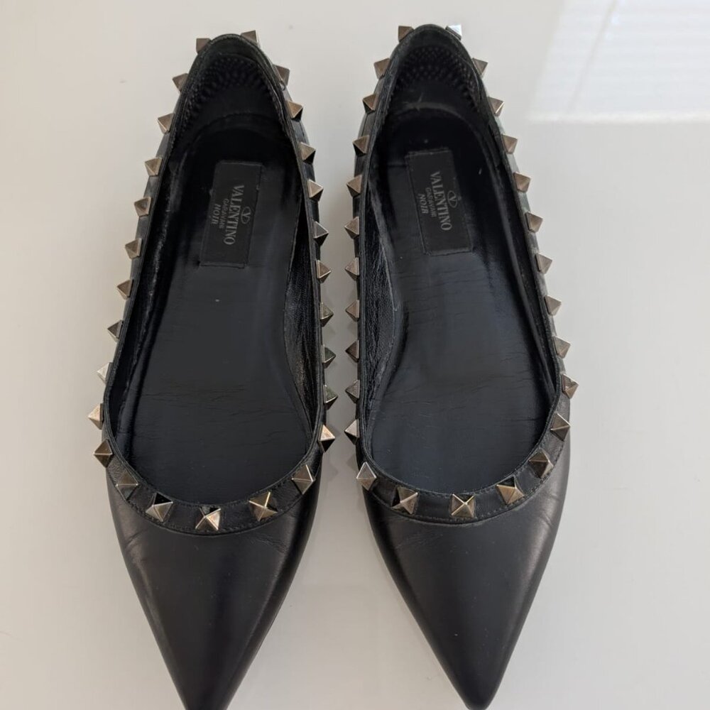 Valentino Rockstud Ballet Flats - Black